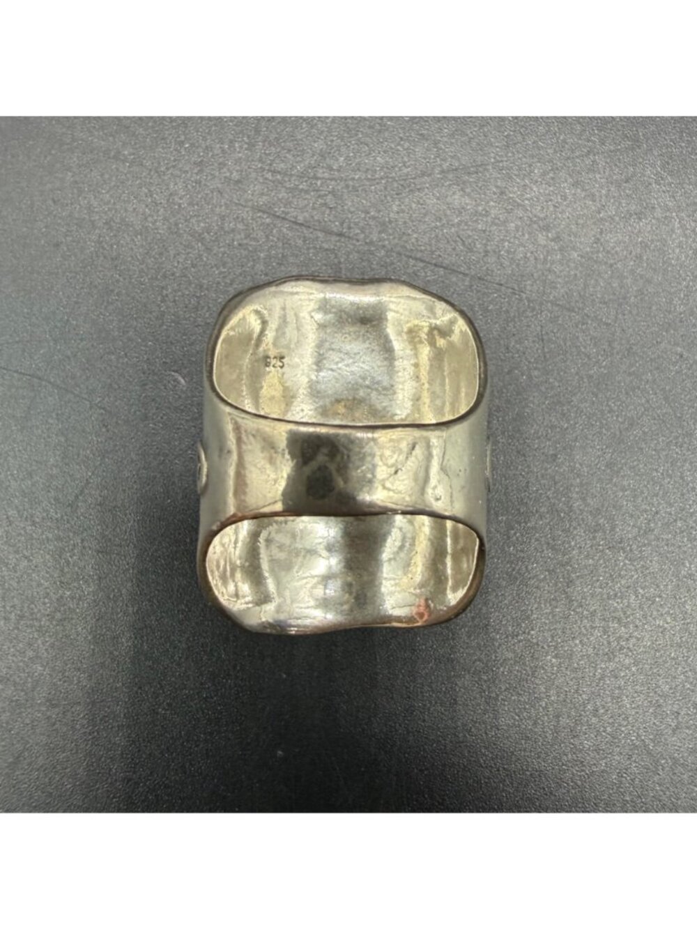 Sterling Silver Floral Ring Hammered Metal Flowers Israel Statement Jewelry - Picture 6 of 11